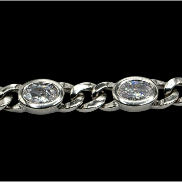 New Tocara Sterling Silver Bracelet Oval DiAmi Crystals Sparkle Curb Link 7.75" - Picture 4 of 12